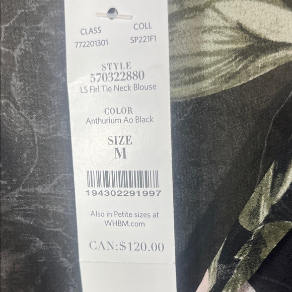 NWT White House Black Market Beautiful Black Floral Sheer Blouse M - Picture 4 of 11